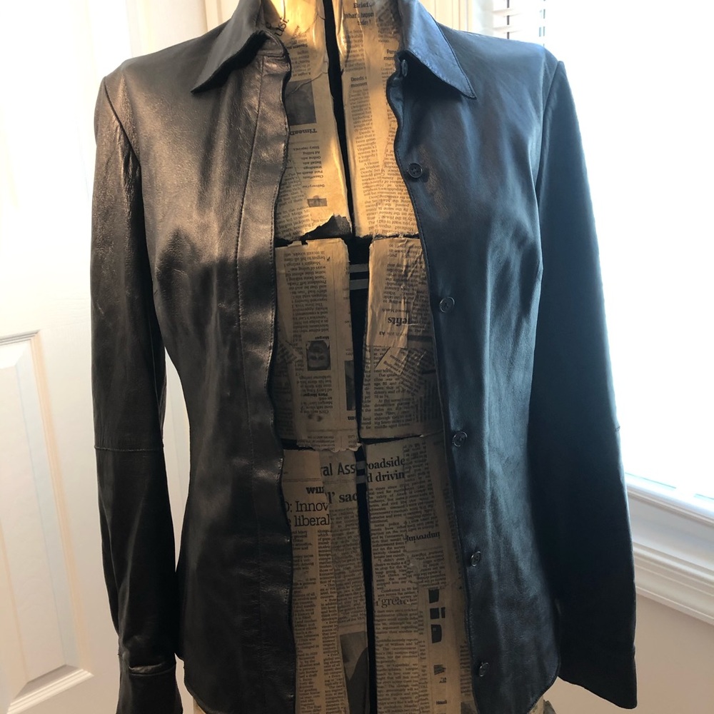 Express Genuine Black Leather jacket size 7/8